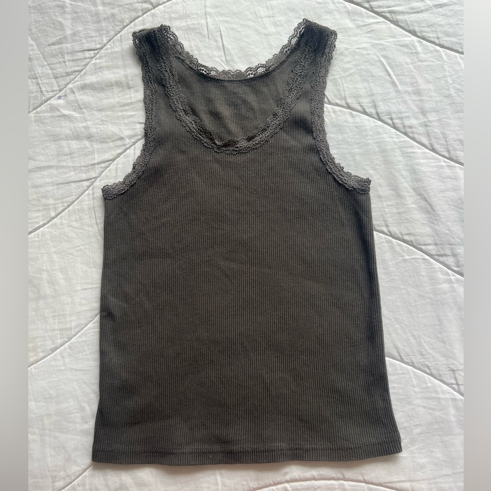 brandy melville grey lace tank